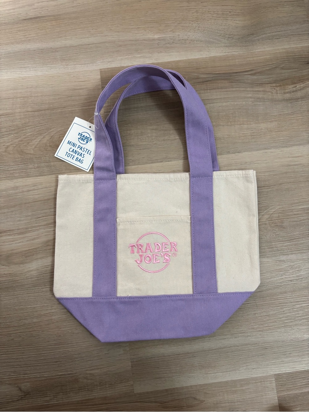 Trader Joe’s Mini Pastel Canvas Tote Bag - Lavender - Picture 2 of 2